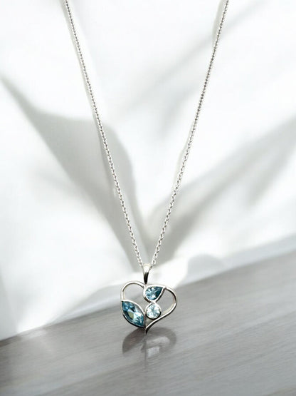 Blue Topaz Gemstone Pendant Necklace in Sterling Silver