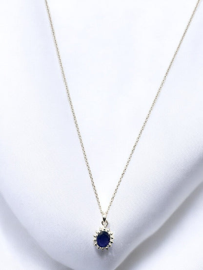 Royal Iolite Gemstone Pendant Necklace in Sterling Silver