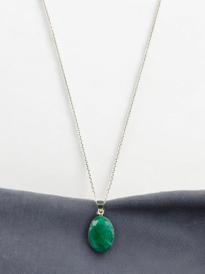 Nature’s Emerald Gemstone Pendant Necklace in Sterling Silver