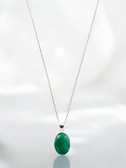 Nature’s Emerald Gemstone Pendant Necklace in Sterling Silver