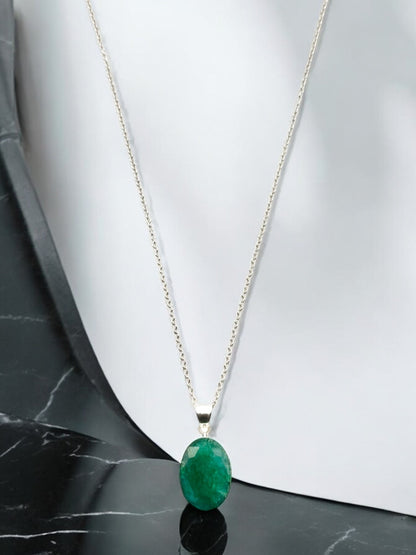 Nature’s Emerald Gemstone Pendant Necklace in Sterling Silver