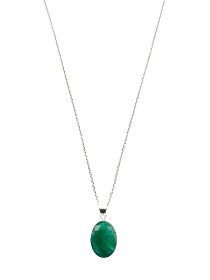 Nature’s Emerald Gemstone Pendant Necklace in Sterling Silver