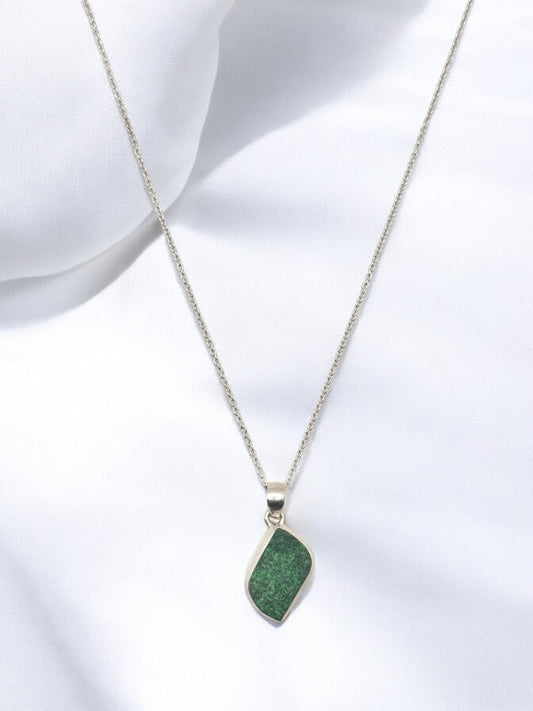 Natural Green Garnet Pendant Necklace in Sterling Silver