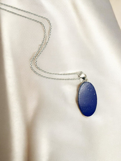 Lapis Lazuli Gemstone Pendant Necklace in Sterling Silver