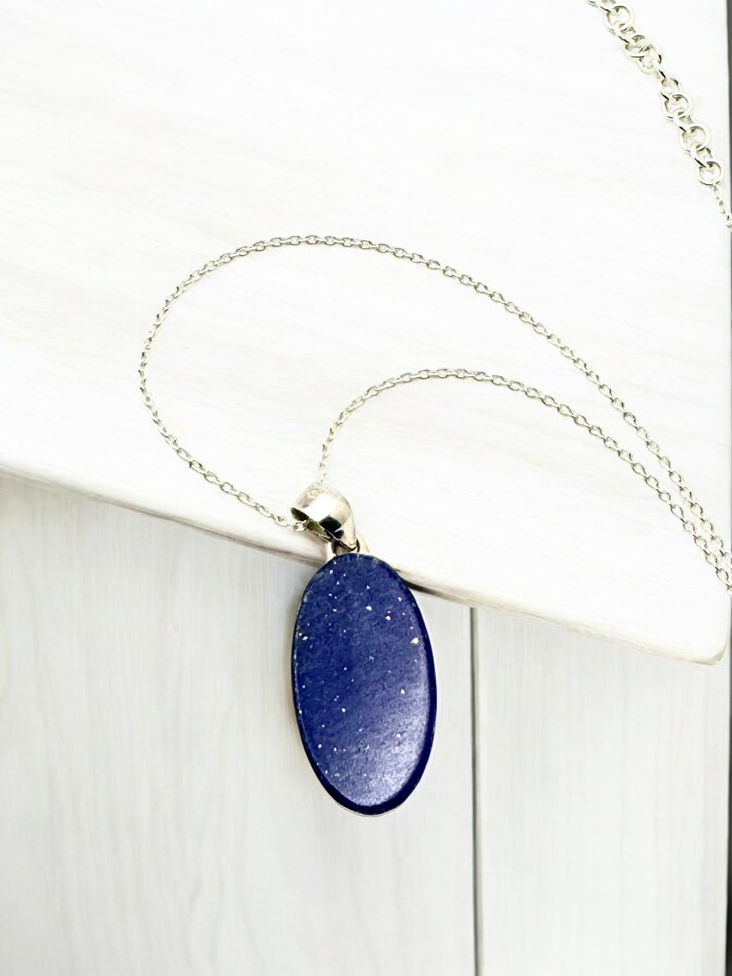 Lapis Lazuli Gemstone Pendant Necklace in Sterling Silver