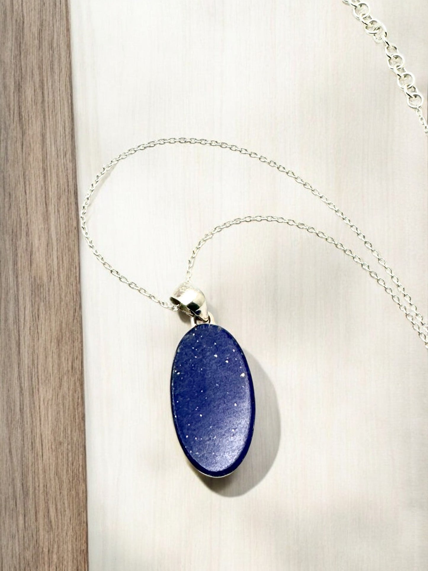 Lapis Lazuli Gemstone Pendant Necklace in Sterling Silver