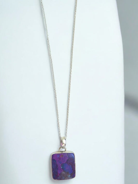 Purple Mohave Gemstone Pendant Necklace in Sterling Silver