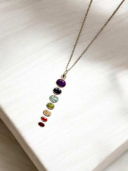 Seven Stone Pebbles Pendant Necklace in Sterling Silver