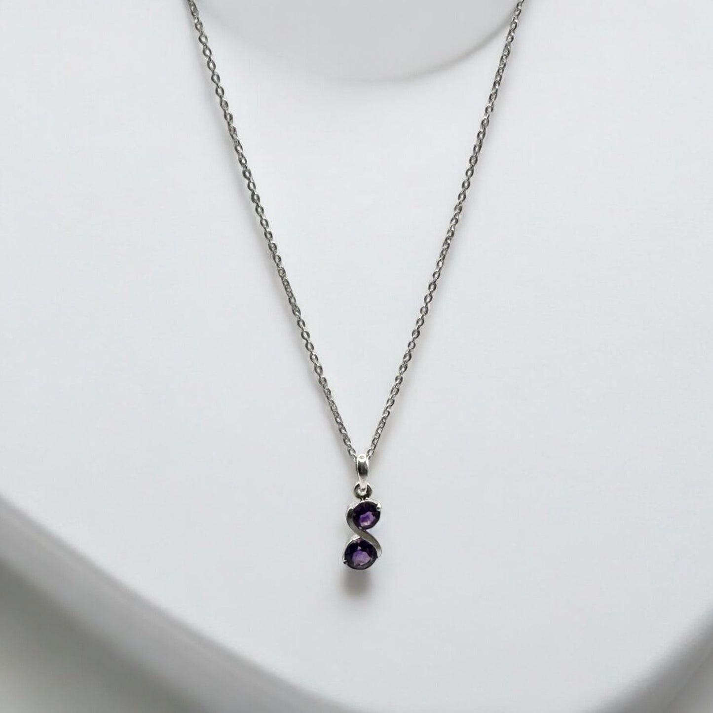 Musical Amethyst Gemstone Pendant Necklace in Sterling Silver