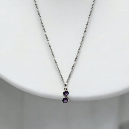 Musical Amethyst Gemstone Pendant Necklace in Sterling Silver