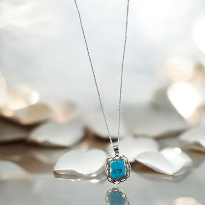 Turquoise Beach Gemstone Pendant Necklace in Sterling SIlver