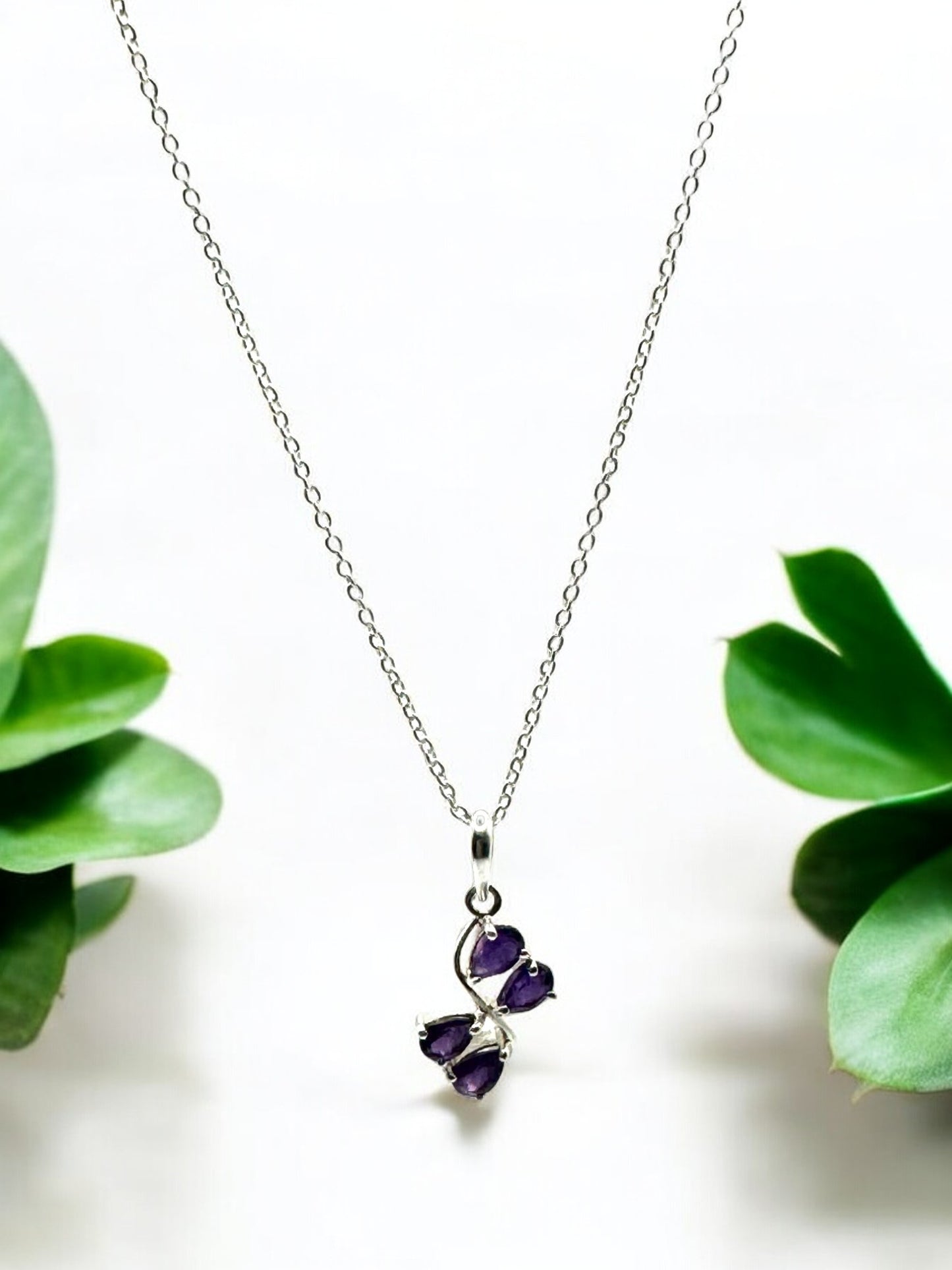 Mystic Flora Amethyst Pendant Necklace in Sterling Silver