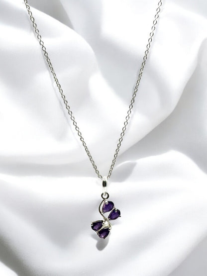 Mystic Flora Amethyst Pendant Necklace in Sterling Silver