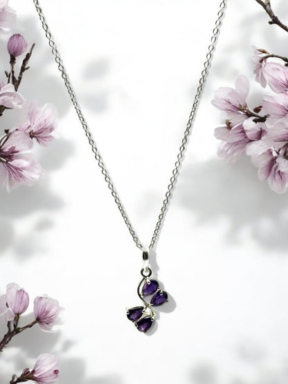 Mystic Flora Amethyst Pendant Necklace in Sterling Silver