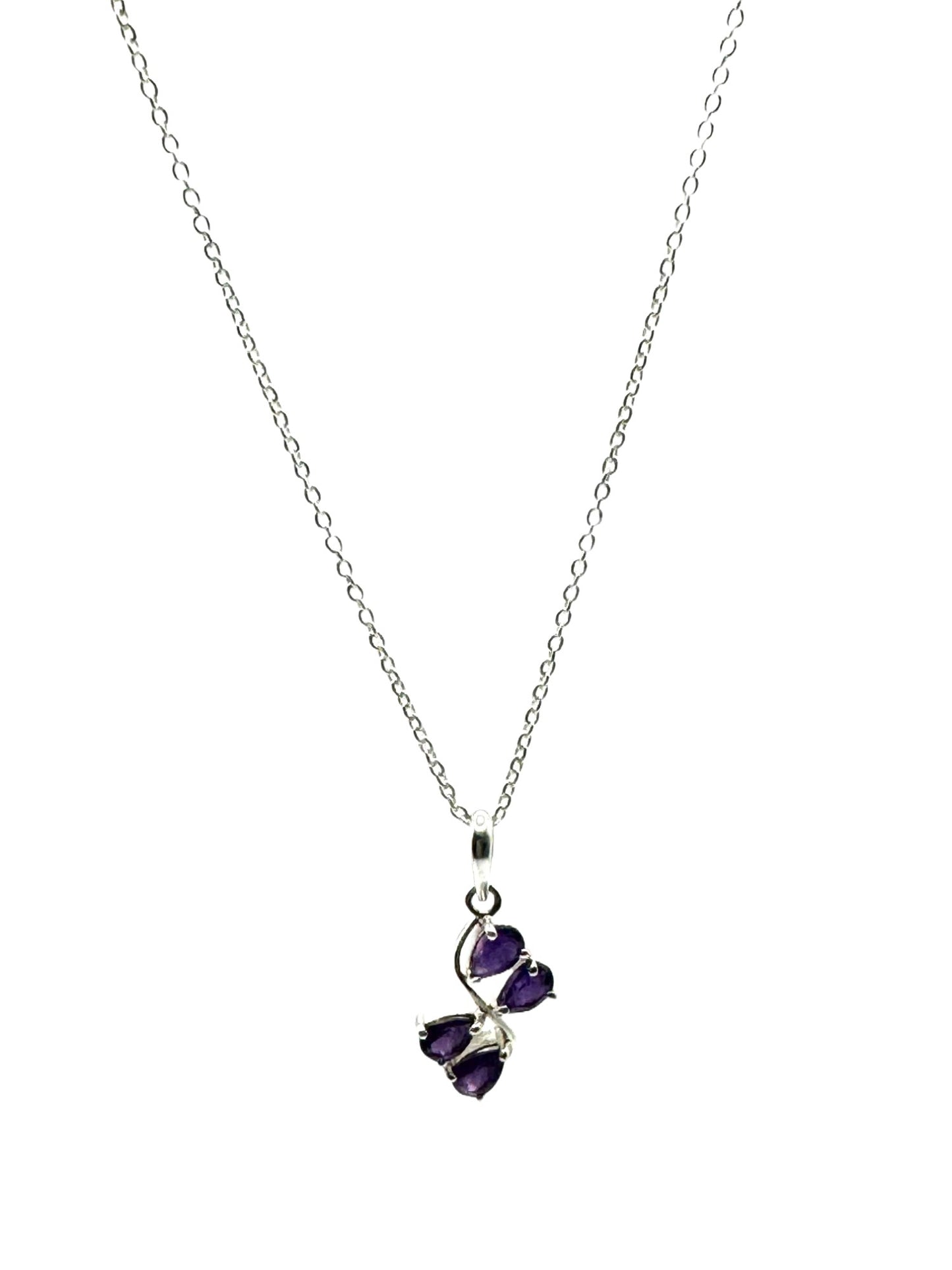 Mystic Flora Amethyst Pendant Necklace in Sterling Silver