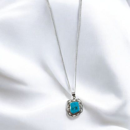 Turquoise Beach Gemstone Pendant Necklace in Sterling SIlver