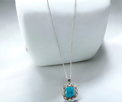 Turquoise Beach Gemstone Pendant Necklace in Sterling SIlver